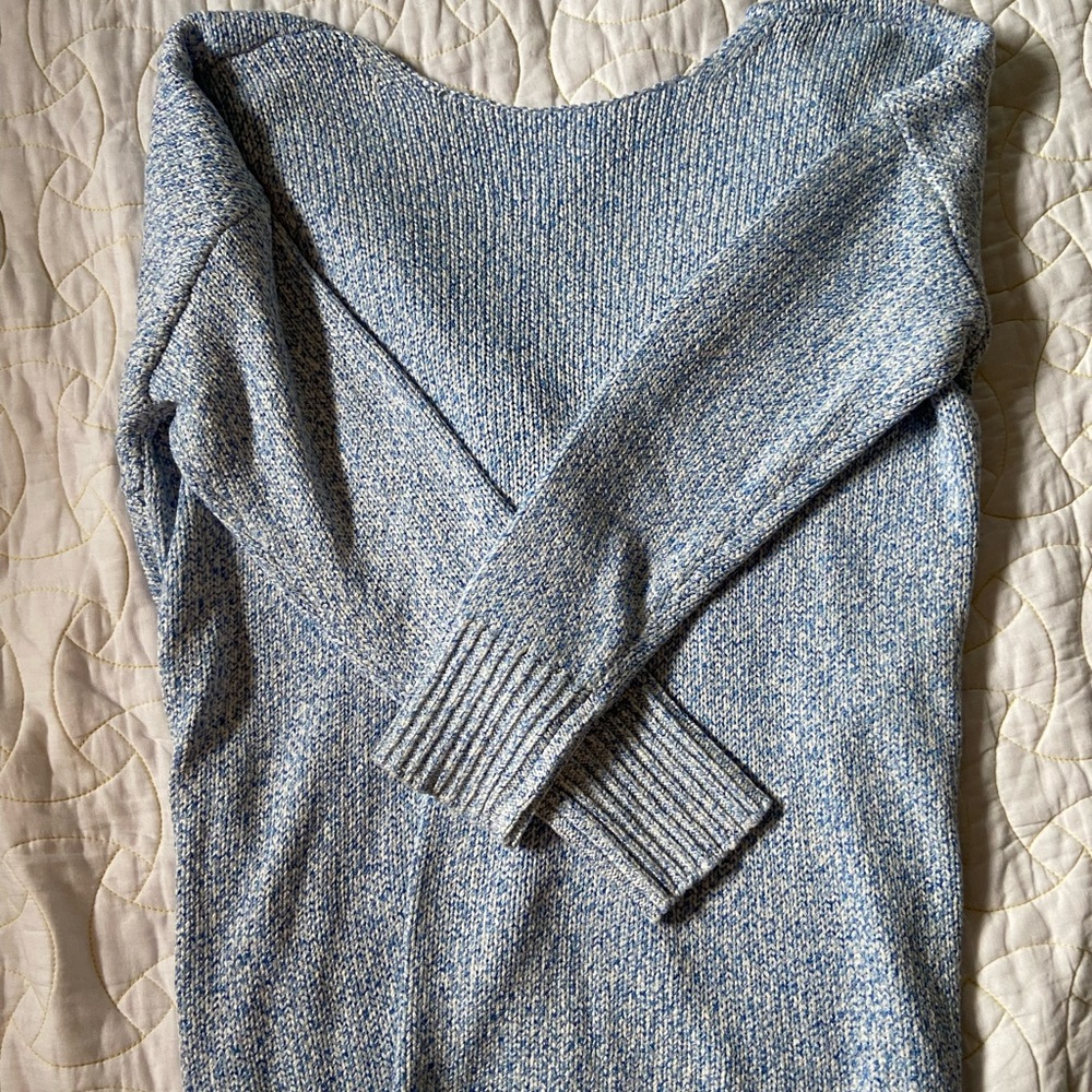 LOFT Speckled Blue Twist Back Sweater